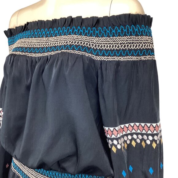 SugarLips Dress Size Medium Boho Off-The-Shoulder Embroidered Long Sleeves - Picture 5 of 8